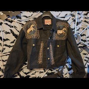 2 piece embroidered jean jacket and pants